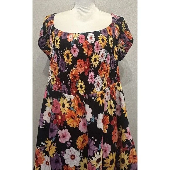 Torrid Maxi Challis Off-Shoulder Tulip Hem Floral Maxi  Dress Plus Size 5X (28) - Picture 8 of 15